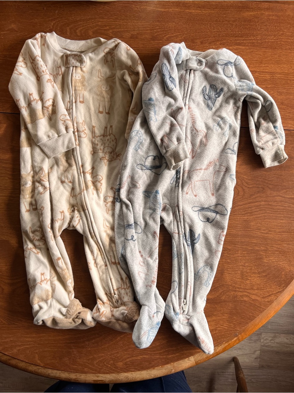 Kids Cozy Footed One-Piece Sleepers in Neutral Prints